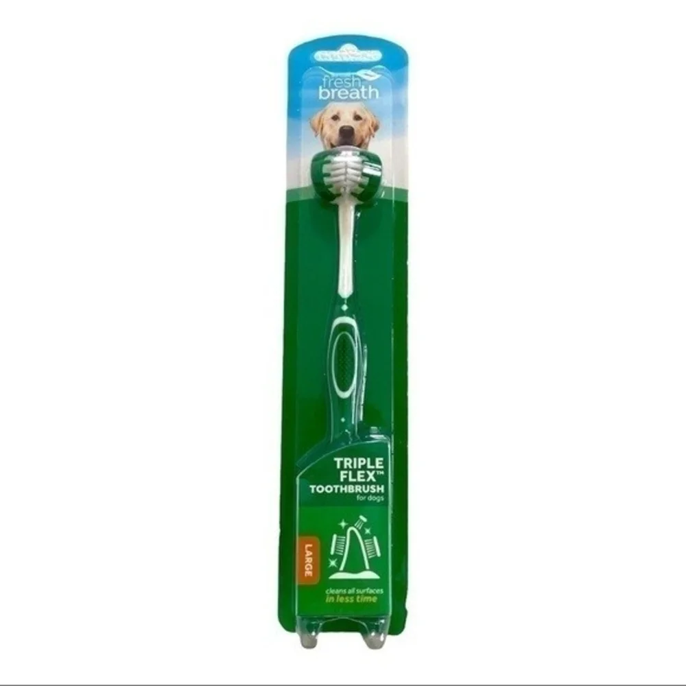 NIB TropiClean Fresh Breath TripleFlex Toothbrush Large Dog 360° Bristle